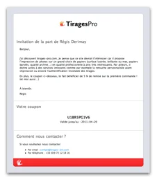 Example d'email envoy&eacute; &agrave; vos filleuls